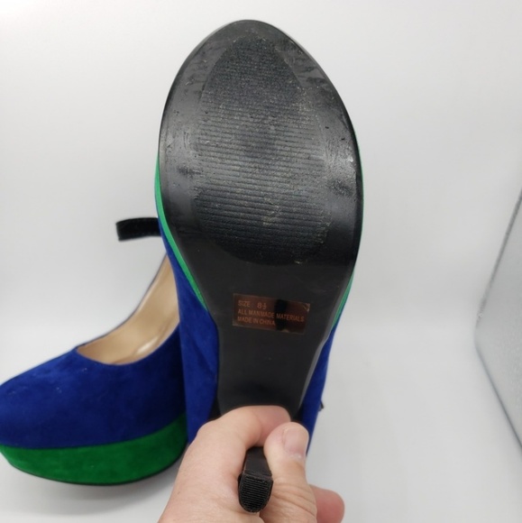 Qupid Felt Two Tone Platform Stiletto Heels - Picture 6 of 6